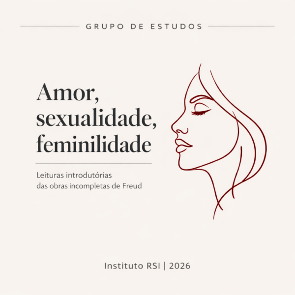 Capa do grupo de estudos Amor, sexualidade, feminilidade com ilustração minimalista feminina e identidade visual do Instituto RSI.